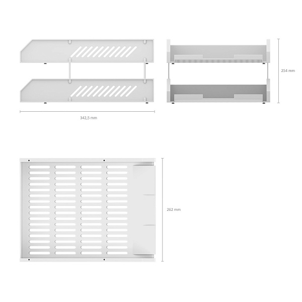 Набор из 2 пластиковых лотков на металлических стержнях ErichKrause® Classic, белый