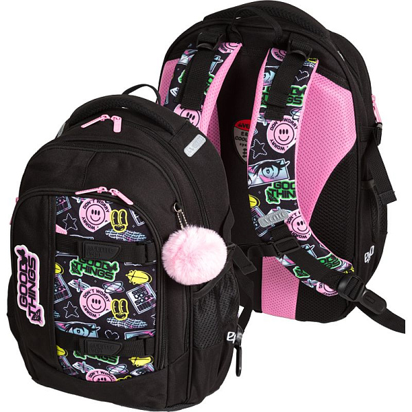 Рюкзак "deVENTE. Ergo. Anime Style" школьный 39x28x20 см (18 л) 600 г, 2 отделения на молнии, одно с уплотненным отделением для ноутбука до 15 дюймов и книг и карманом для учебников, второе с органайзером и карабином для ключей, передний карман на мо