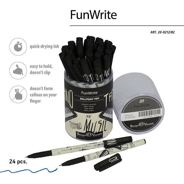 Ручка шариковая 0,5 мм "FunWrite. Музыка. Клавишные" СИНЯЯ