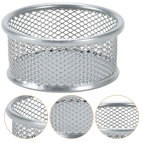 Подставка для канцелярских принадлежностей INDEX, круглая, сетка, металл, 90*40, серая