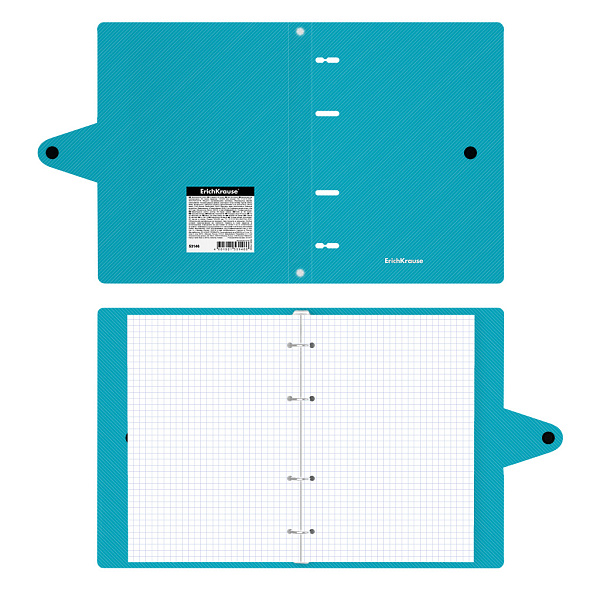 Тетрадь 80 листов в клетку пластиковая обложка на кольцах ErichKrause® Glance Vivid, на кнопке ассорти