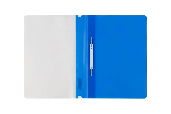 Скоросшиватель А4 с верх. прозр. листом, 100/120 мкм, синяя, Стамм