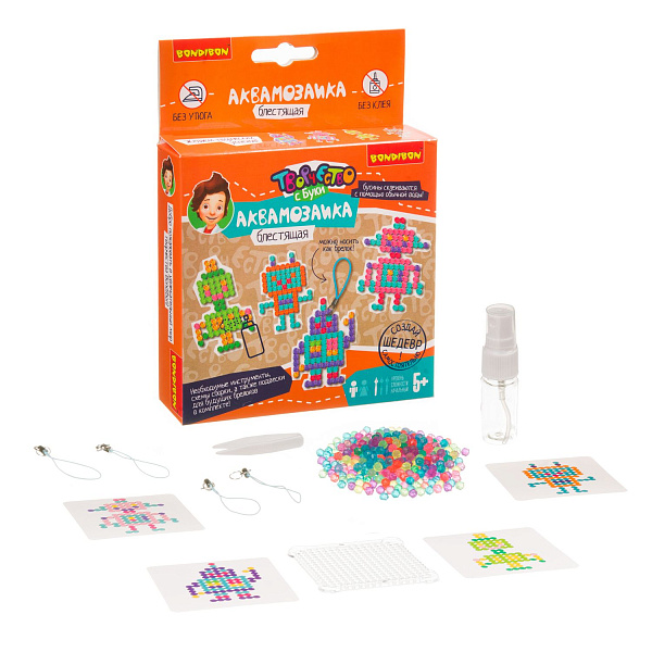 Набор для творчества Bondibon Аквамозаика. Блестящая аквамозаика. Роботы