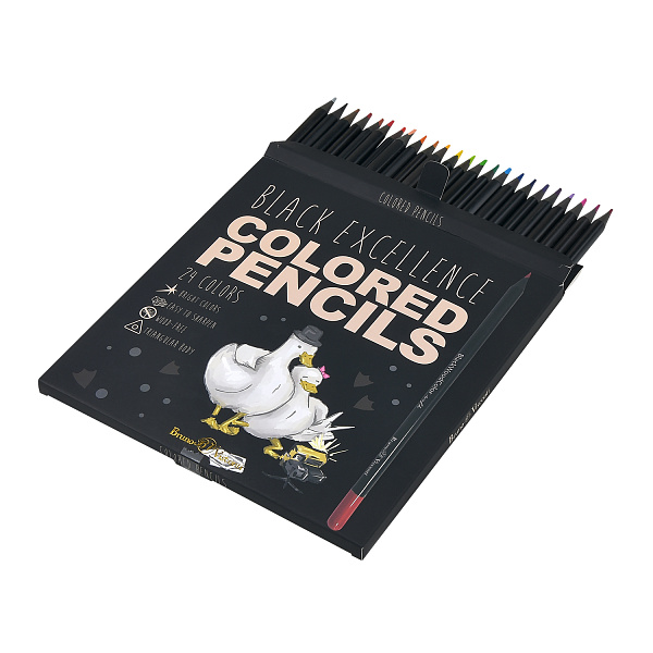Карандаши 24 цв. "BLACK EXELLENCE", ГУСИ