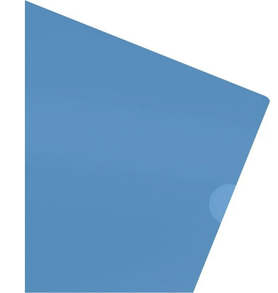 Папка - уголок А4  прозрачная синяя 0,1мм Стамм