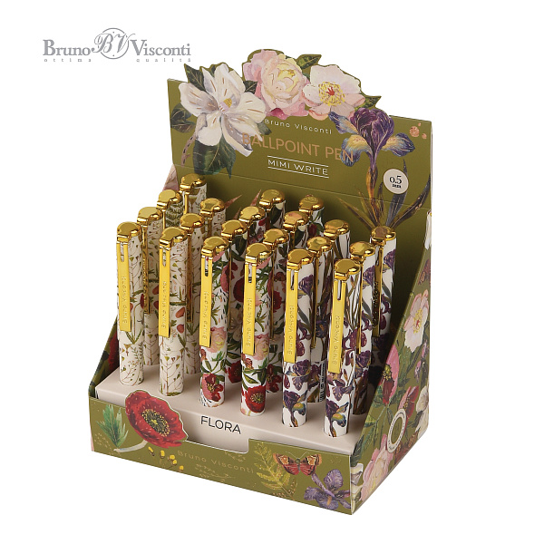 Ручка шариковая 0,5 мм "MIMIWRITE. FLORA. BLOOM FLOWERS" СИНЯЯ