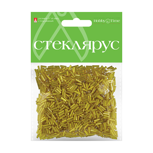 Стеклярус металлизированный, 6 мм, 60 гр, ЖЕЛТЫЙ, №9