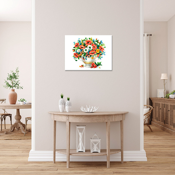 Алмазная мозаика 30*40 "ФРЕЯ" "Маки и незабудки" на подрамнике