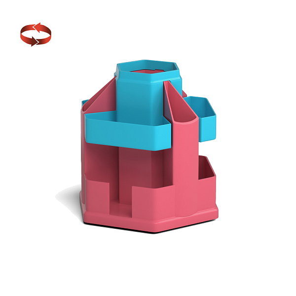 Подставка настольная вращающаяся пластиковая ErichKrause® Office, Bubble Gum, розовая с голубой вста
