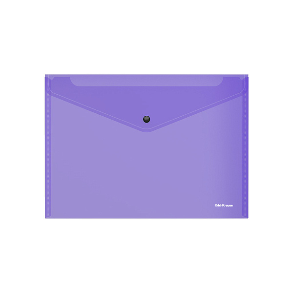 Папка-конверт на кнопке А4 ErichKrause Fizzy Vivid, A4, полупрозрачный, пластиковая, ассорти (в пакете 