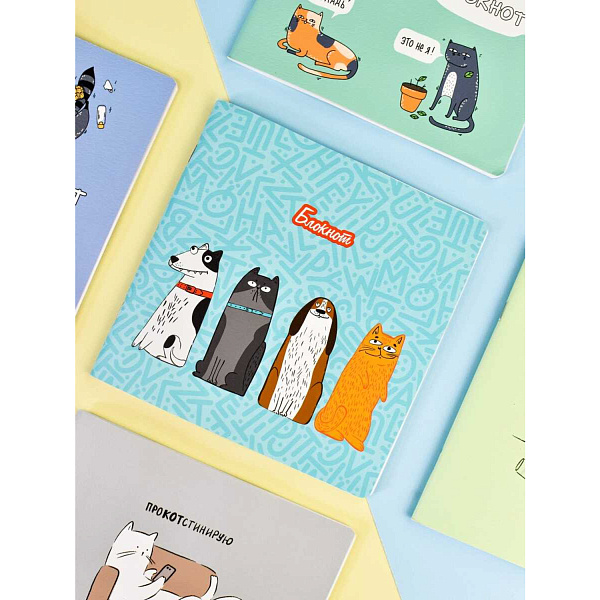 Блокнот 170*170 40 л. "АРТ-БРАТВА" /мягкий переплёт (2 скобы), полноцветная печать, матовая плёнка, Блок - белый офсет, 65 г/м², печать в одну краску, дизайнерский блок , эмбоссированна