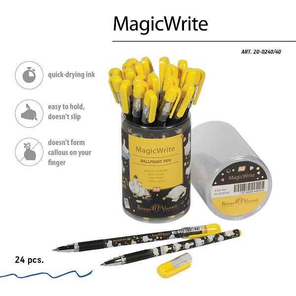 Ручка шариковая 0,5 мм MagicWrite. Гуси. СИНЯЯ