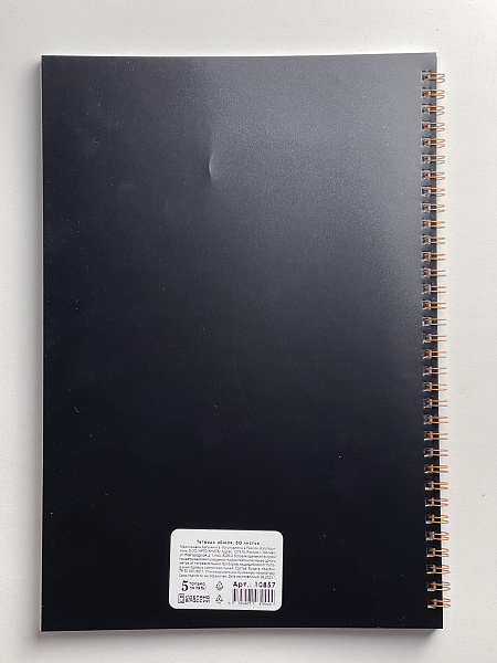 Тетрадь А4 60 л. кл. на гребне  Чёрная пластиковая обложка, офсет