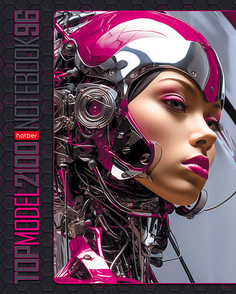 Тетрадь 96 л. кл. "Киборг_ girl" 65г/кв.м на скобе глянц. ламин.