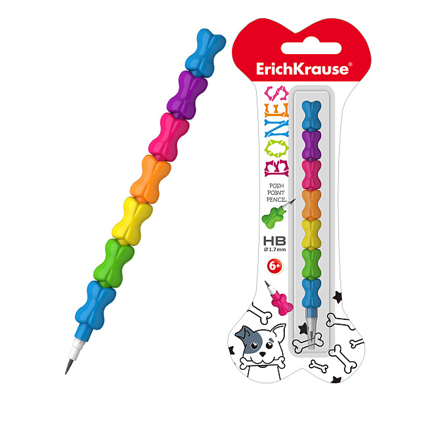 Карандаш сегментный ErichKrause® Bones 1.7 мм, НВ (в блистере по 1 шт.)