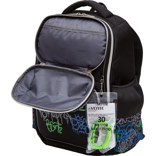 Ранец "deVENTE. Smart. No Fear" школьный жесткий 37x28x14 см (14 л) вес 800 г, 1 отд. на замке с карманом для учебников, 2 передних кармана на молнии, 2 боковых кармана на резинке с расширением, эргономичная формоустойчивая вентилируемая спинка и мяг
