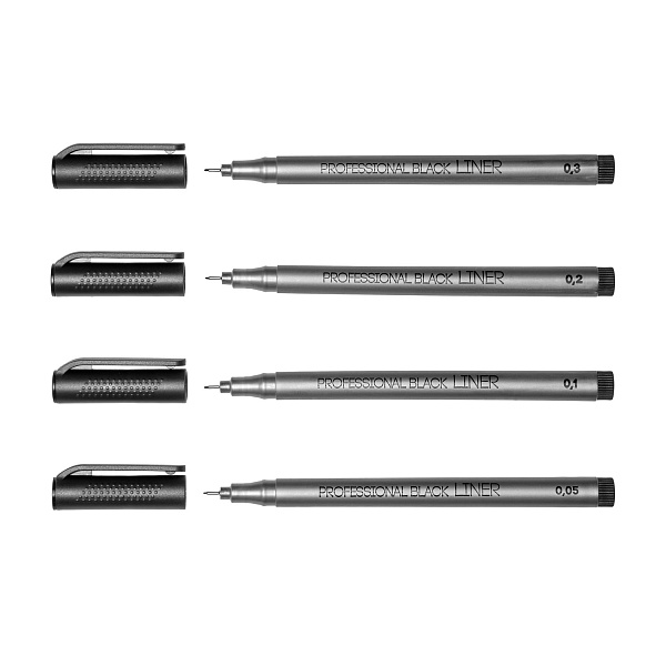 Набор линеров "SKETCH&ART" ТОНКИХ ЧЕРНОГО ЦВЕТА, 4 штуки 
