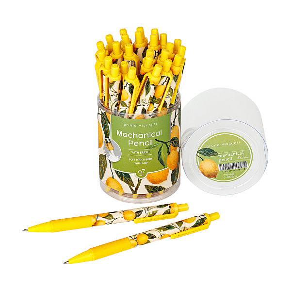 Карандаш механический 0.7 мм С ЛАСТИКОМ "FLORA.PARADISE.LEMONS"