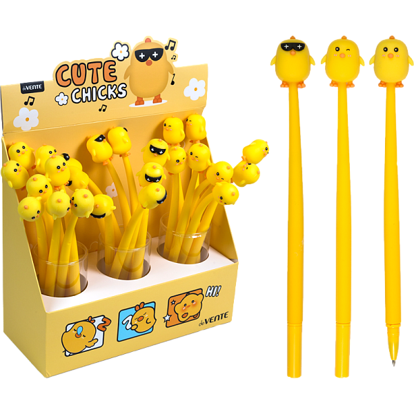 Ручка шариковая 0,7 мм deVENTE. Cool Chicken СИНЯЯ силиконовая с декор. элем.гибк.корп.маслянная