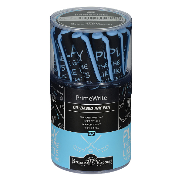 РУЧКА "PrimeWrite. Хоккей. Паттерн" С ЧЕРНИЛАМИ НА МАСЛЯНОЙ ОСНОВЕ, 0.7 ММ, СИНЯЯ (10131010/290321/0194722,КИТАЙ)