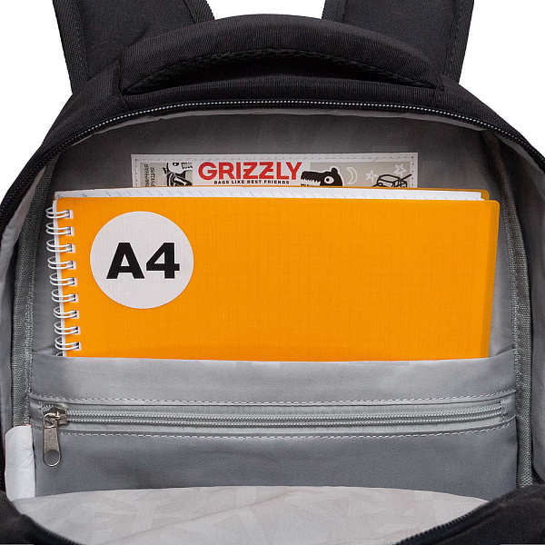 Рюкзак школьный с обвесом и картхолдером на держателе (/2 черный - серый)