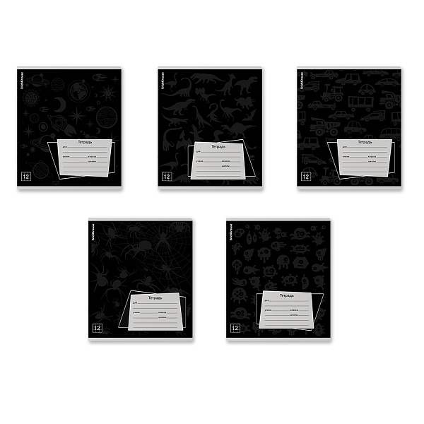 Тетрадь 12 л. кл. "Black Pattern" выборочный УФ-лак ErichKrause® 