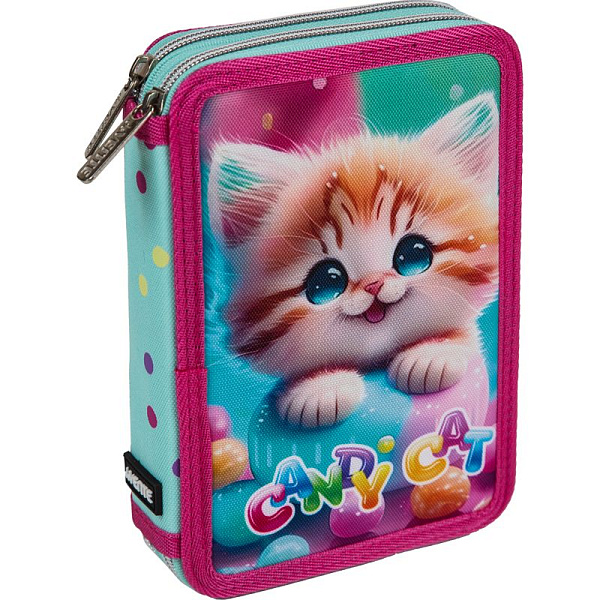 Пенал 2секц. д/дев. 210*140 "deVENTE. Candy Cat" для 44 пр. прямоугол. плотный текстиль на молнии