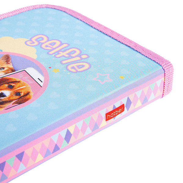 Пенал 1секц.+ств. д/дев. 210*130 Hatber "Селфи" ткань