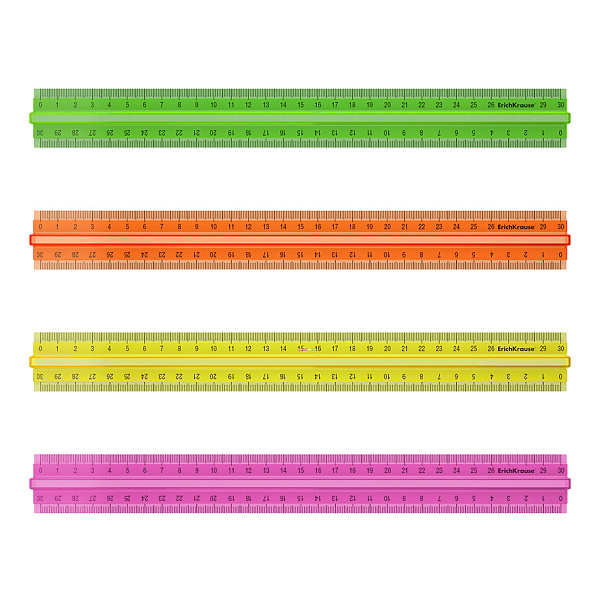 Линейка 30 см с держателем ErichKrause Neon, пластиковая, ассорти (в коробке-дисплее по 20 шт)