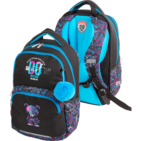 Рюкзак "deVENTE. Fit26. No Disturb Mode" школьный 39x26,5x15,5 см (18 л) 500 г, 2 отд. на молнии, одно с уплотненным отделением для ноутбука до 15 дюймов и книг и карманом для учебников, второе с органайзером, передний карман на молнии c карабином дл