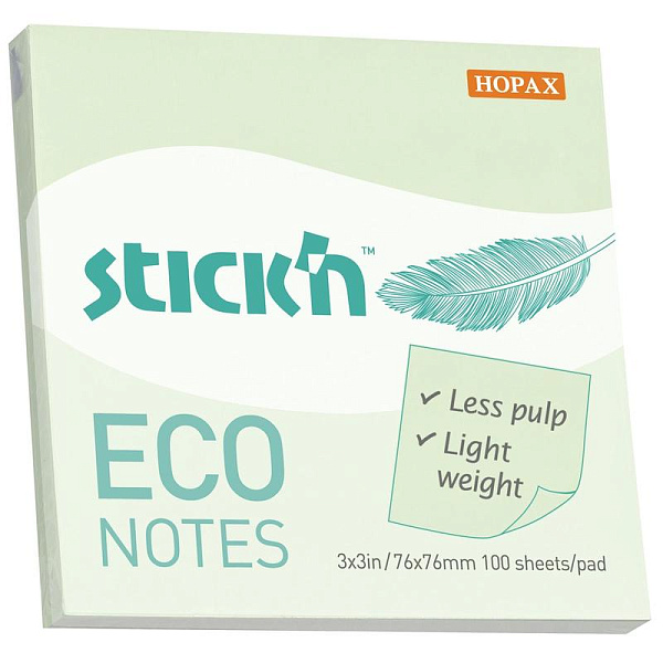 Бумага на л/п  76*76 100л. Stick`n ECO 60 г/м2 пастель зеленый