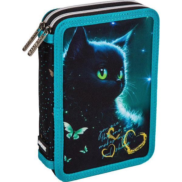 Пенал 2секц. д/дев. 210*140 "deVENTE. Black Cat" для 44 пр. прямоугол. плотный текстиль на молнии