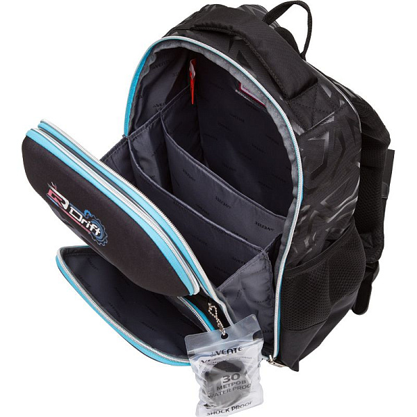 Ранец "deVENTE. Smart. Drift" школьный жесткий 37x28x14 см (14 л) вес 800 г, 1 отд. на замке с карманом для учебников, 2 передних кармана на молнии, 2 боковых кармана на резинке с расширением, эргономичная формоустойчивая вентилируемая спинка и мягки