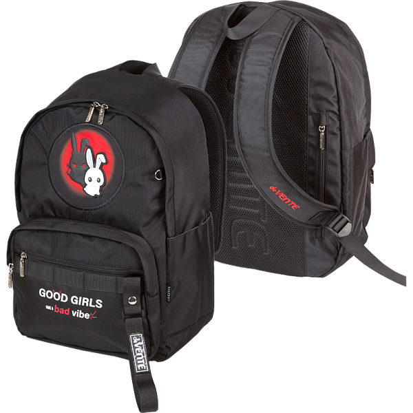 Рюкзак "deVENTE. Air Jump. Зайка" подростковый 40x31x20 см (18 л) 500 г, плотный износостойкий полиэстер с водоотталкивающей пропиткой, 1 отделение на молнии с уплотненным отделением для ноутбука до 15 дюймов и книг, 1 передний карман на молнии, 2 бо
