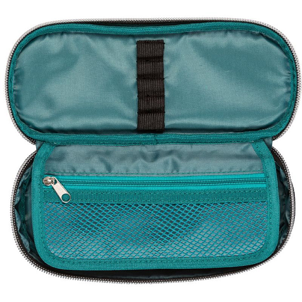 Пенал "deVENTE. Cosmic" 21x8x5 см, овальный для 50 пр. с внутренним органайзером-створкой, текстильный с каучуковой аппликацией, на молнии