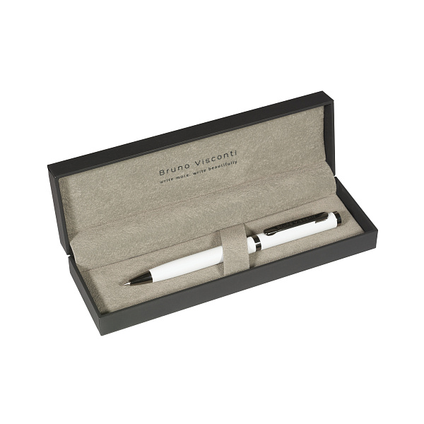 Ручка "FIRENZE" В SOFT TOUCH футляре 1.0 ММ, СИНЯЯ (корпус белый, футляр черный)