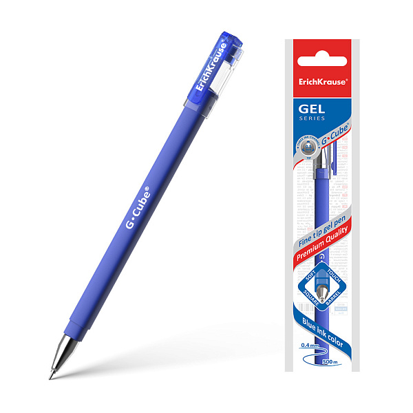 Ручка гелевая ErichKrause® G-Cube® СИНЯЯ (в пакете по 1 шт.)
