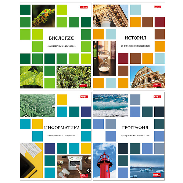 КОМПЛЕКТ тетрадь предметная 48 л. 12 шт. "Цветная мозаика" 65г/кв.м интерактивн.справочн.инф. Обл. мел.картон