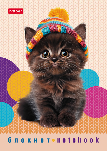 Блокнот А6 24 л. кл. "Песики и котики" на скобе Обл. мел.бумага глянц. ламин. 8 дизайнов в блоке