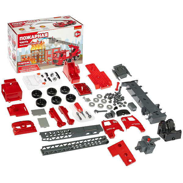 Конструктор с отверткой Bondibon, Собирай и Играй «ПОЖАРНАЯ ЧАСТЬ», 74 дет., BOX