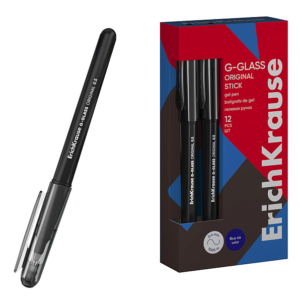 Ручка гелевая 0,5 мм ErichKrause G-Glass Stick Original ЧЕРНАЯ (в коробке по 12 шт.)