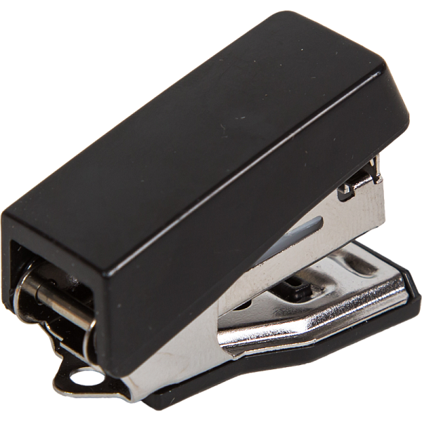 Степлер МИНИ на 10 л. №10 "Attomex" черный, (глубина скрепления 20 мм) пластиковый, 1 вид скрепления, со встроенным металлическим антистеплером, в картонной коробке,