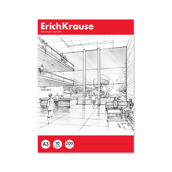 Папка для черчения А3 10 листов ErichKrause, без рамки