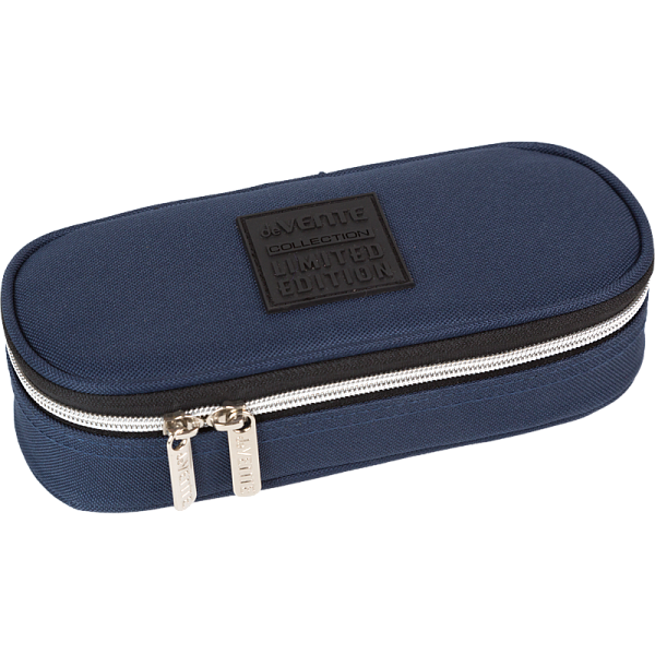 Пенал "deVENTE. Uno Navy" 21x8x5 см, овальный для 50 предметов, с внутренним органайзером-створкой, 