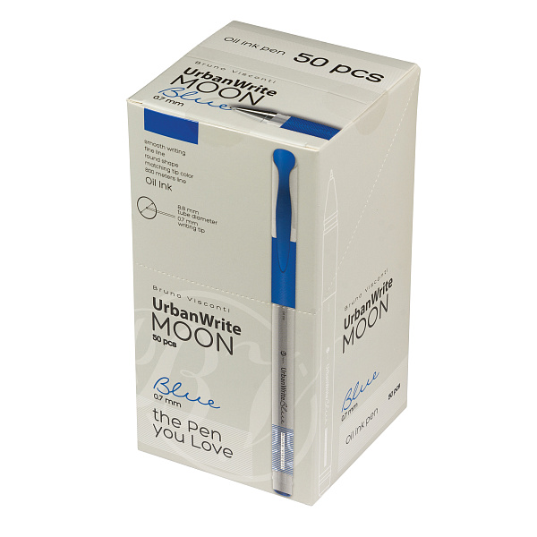 Ручка шариковая 0,7 мм "UrbanWrite.Moon" С ЧЕРНИЛАМИ НА МАСЛЯНОЙ ОСНОВЕ СИНЯЯ