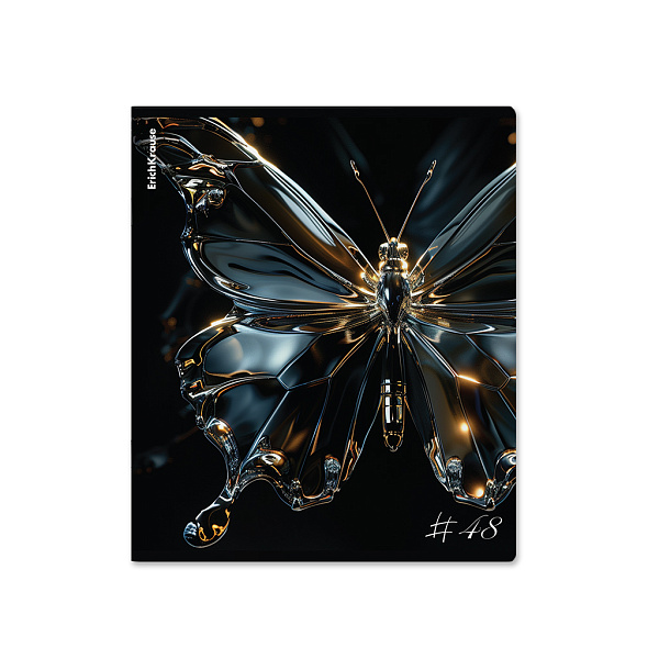 Тетрадь общая ученическая ErichKrause Glass Butterflies, 48 листов, клетка, матовая ламинация+выборочный УФ-лак_MIX-PACK