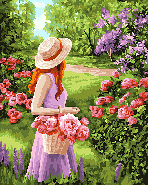 Картина по номерам 50*40 "Пионовый сад" "ФРЕЯ"