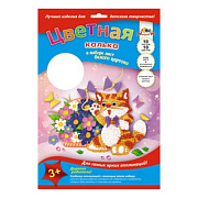 Калька декоративная 10 цв.+ 1 л. картона "Котенок и букет