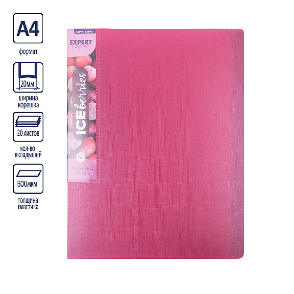 Папка 20ф А4 "Expert Complete" Trend ICEberries 600 мкм  20 мм  1 шт. брусника