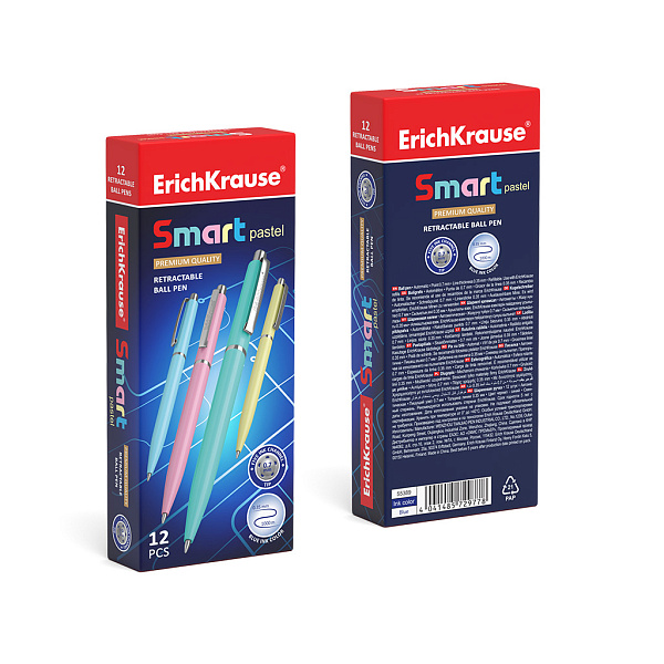 Ручка шариковая автомат. 0,7 мм ErichKrause® Smart Pastel, СИНЯЯ, (в коробке )